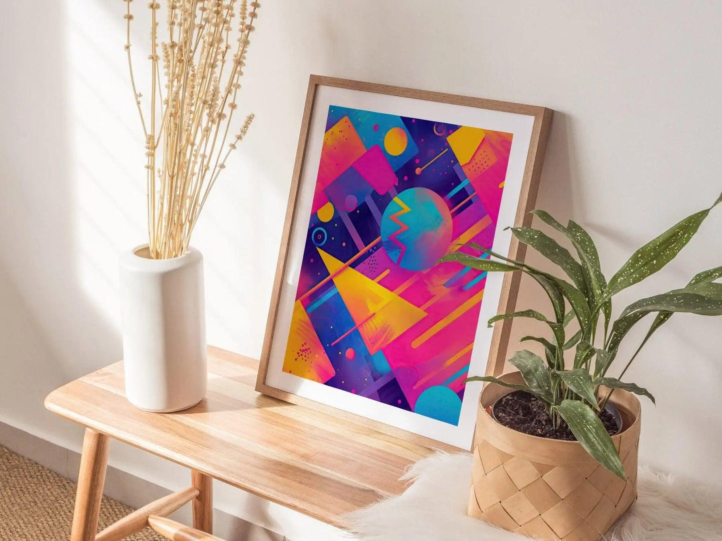 Retrowave 90s Art Framed Poster 02, 80s Synthwave Design Series, College Party Style Abstract Art, Retro Modern Artwork Neon Dorm Decor - Swell Scenes