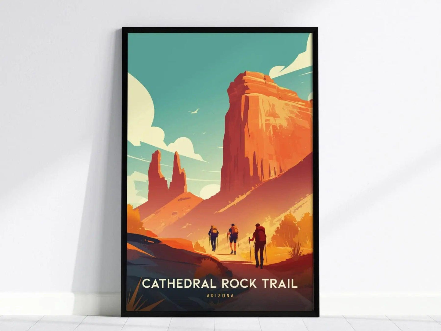 Cathedral Rock Trail, Arizona Poster - Majestic Red Rock Landscape, Framed/Unframed Nature Hiking Print, Perfect Gift for Outdoor Enthusiast - Swell Scenes