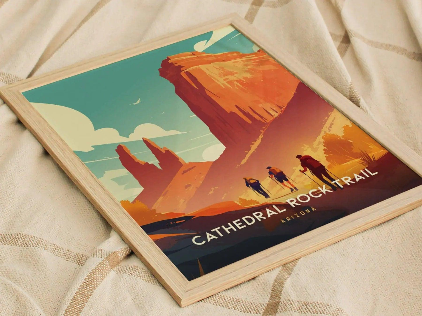 Cathedral Rock Trail, Arizona Poster - Majestic Red Rock Landscape, Framed/Unframed Nature Hiking Print, Perfect Gift for Outdoor Enthusiast - Swell Scenes
