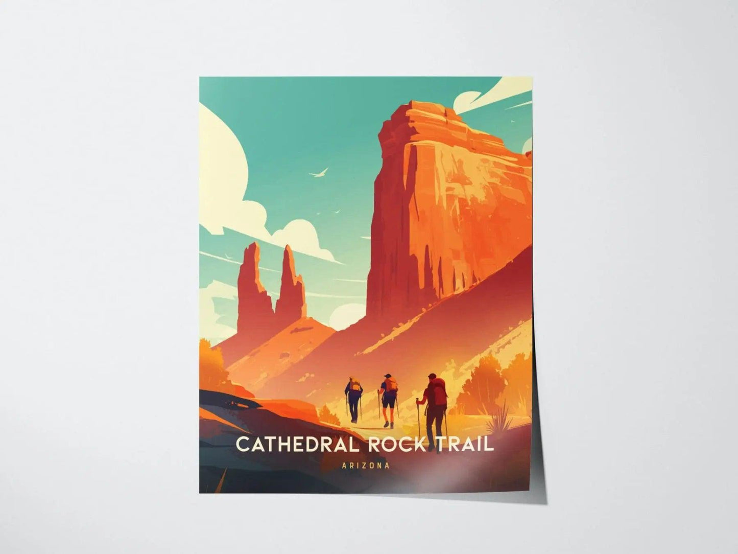 Cathedral Rock Trail, Arizona Poster - Majestic Red Rock Landscape, Framed/Unframed Nature Hiking Print, Perfect Gift for Outdoor Enthusiast - Swell Scenes