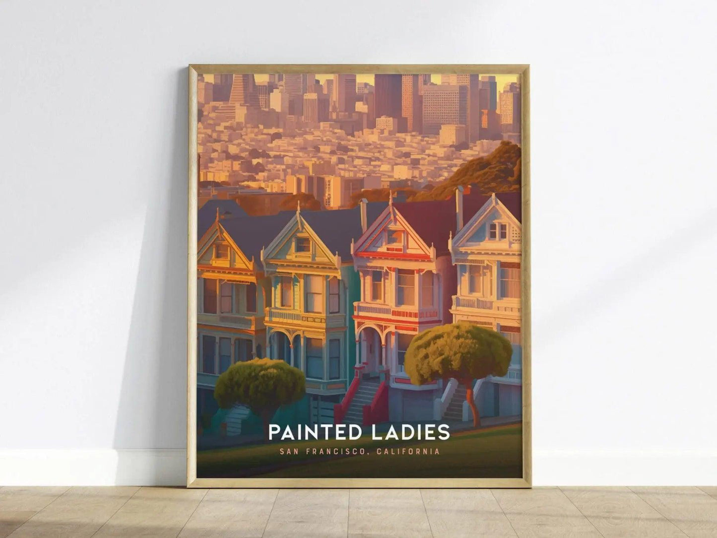 Painted Ladies, San Francisco Poster - Iconic Victorian Houses, Full House TV Show Scene, Available Framed/Unframed, West Coast Home Decor - Swell Scenes