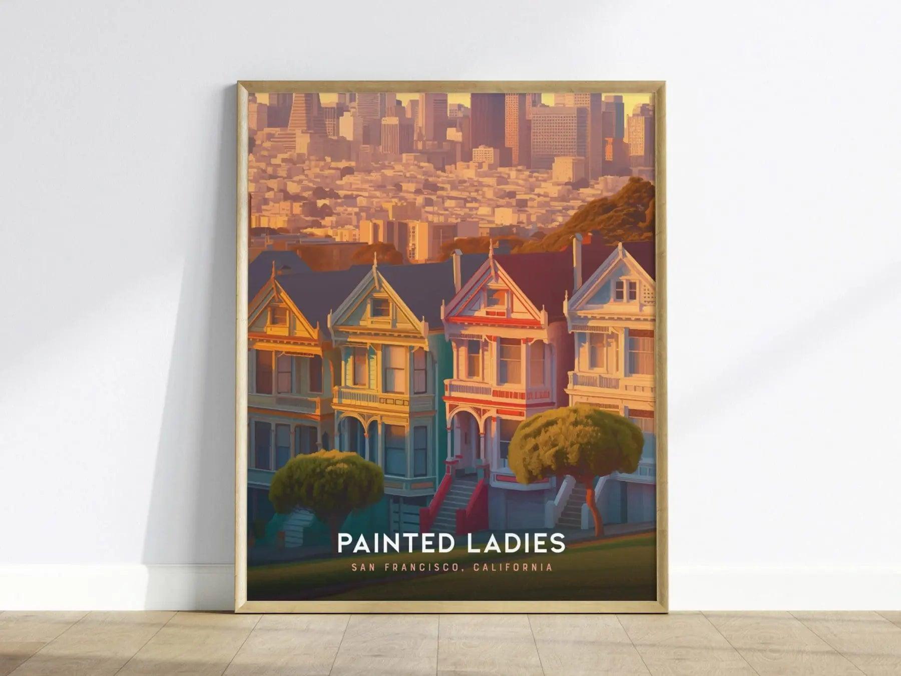 Painted Ladies, San Francisco Poster - Iconic Victorian Houses, Full House TV Show Scene, Available Framed/Unframed, West Coast Home Decor - Swell Scenes