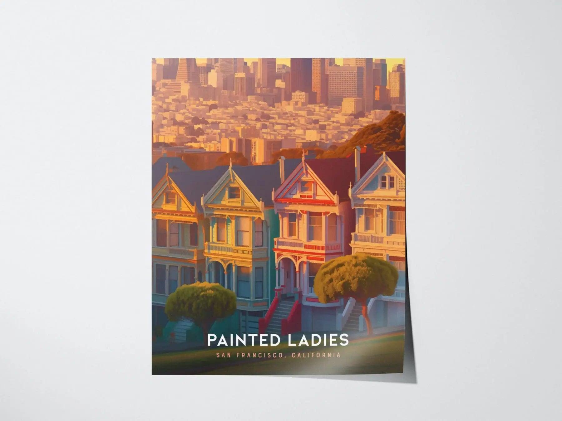 Painted Ladies, San Francisco Poster - Iconic Victorian Houses, Full House TV Show Scene, Available Framed/Unframed, West Coast Home Decor - Swell Scenes