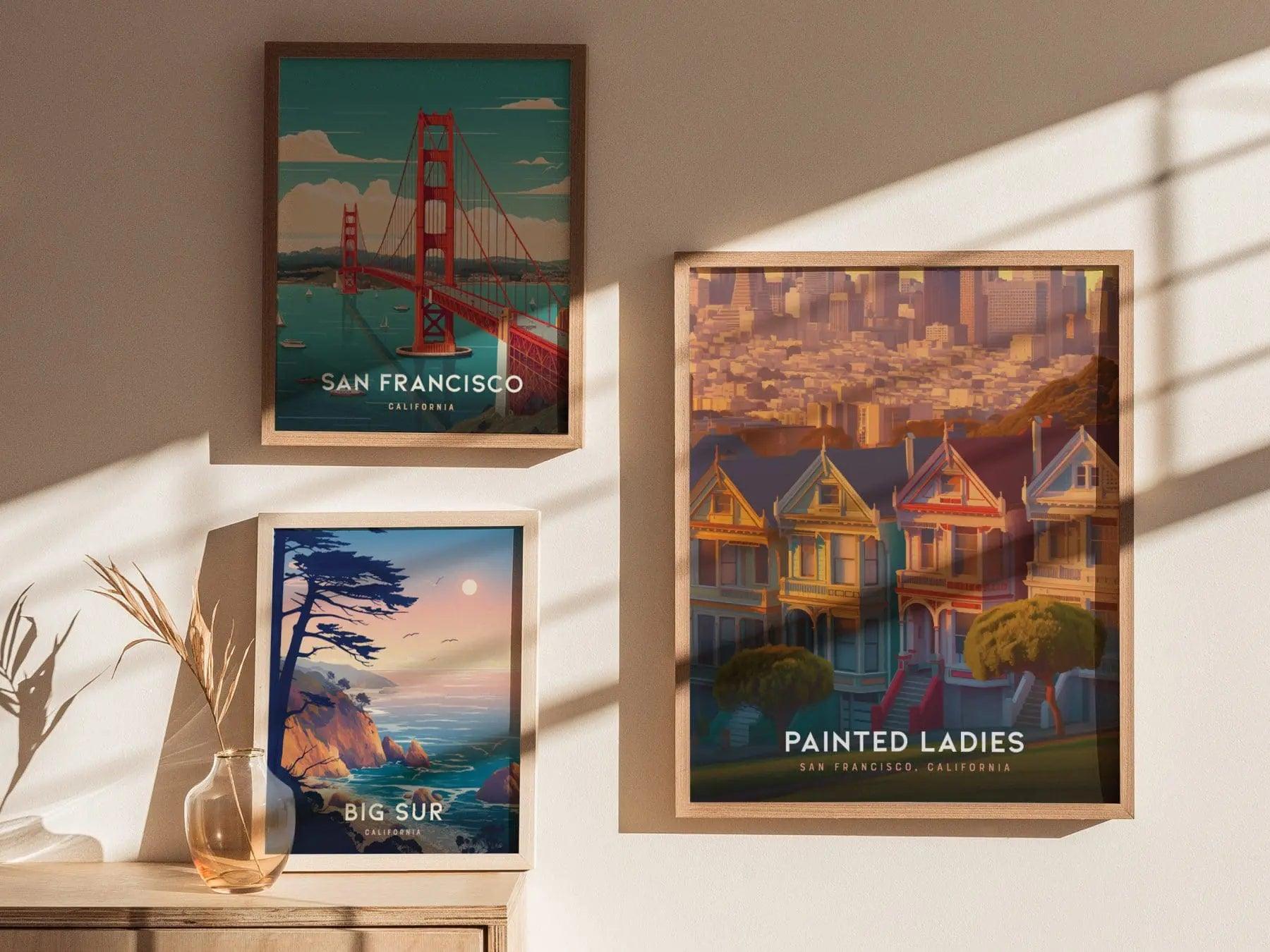 Painted Ladies, San Francisco Poster - Iconic Victorian Houses, Full House TV Show Scene, Available Framed/Unframed, West Coast Home Decor - Swell Scenes