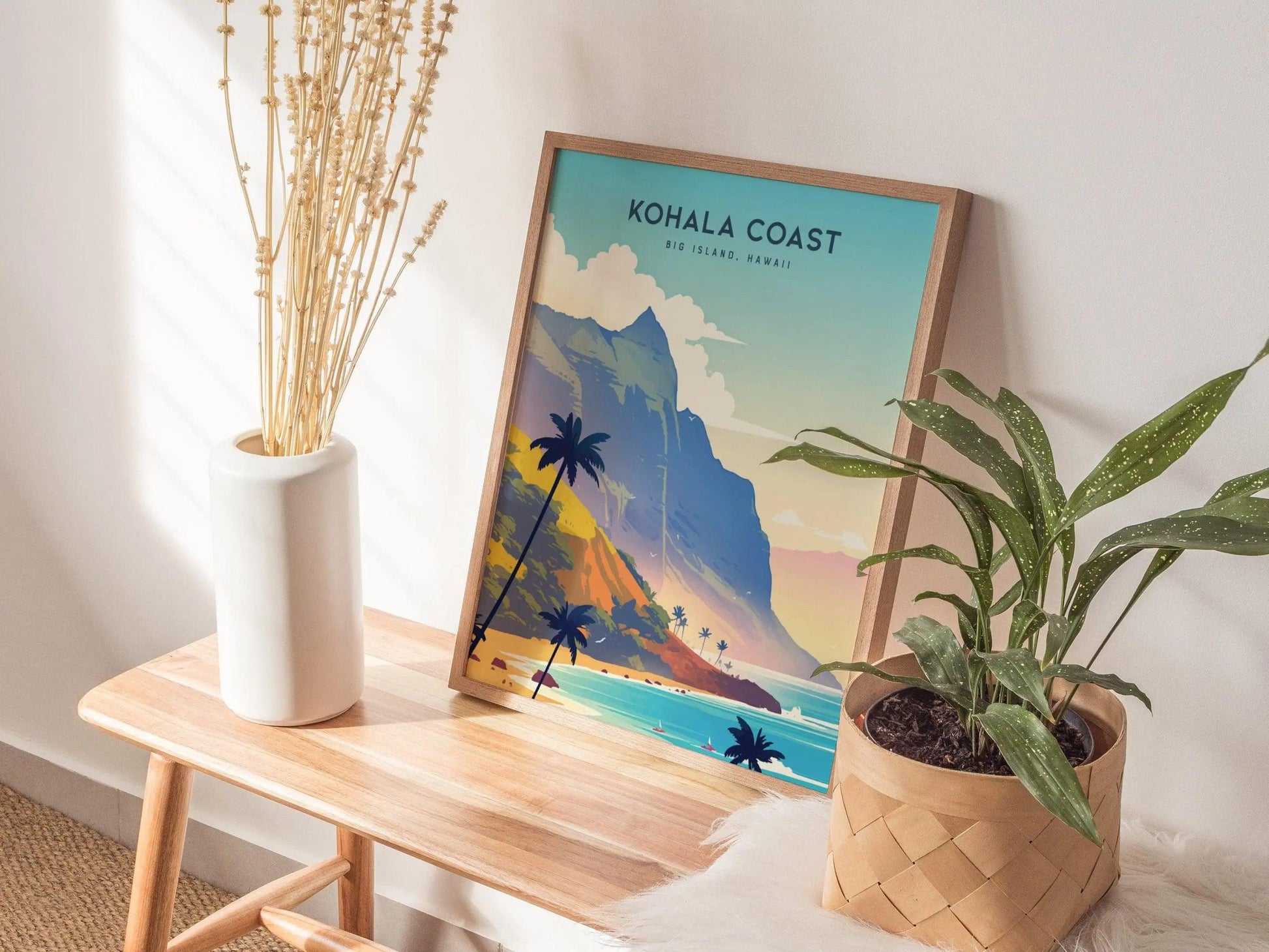 Kohala Coast Mountains, Big Island Hawaii Poster - Scenic Coastal Landscape, Framed/Unframed, Perfect for Hikers and Surfers, Hawaiian Decor - Swell Scenes