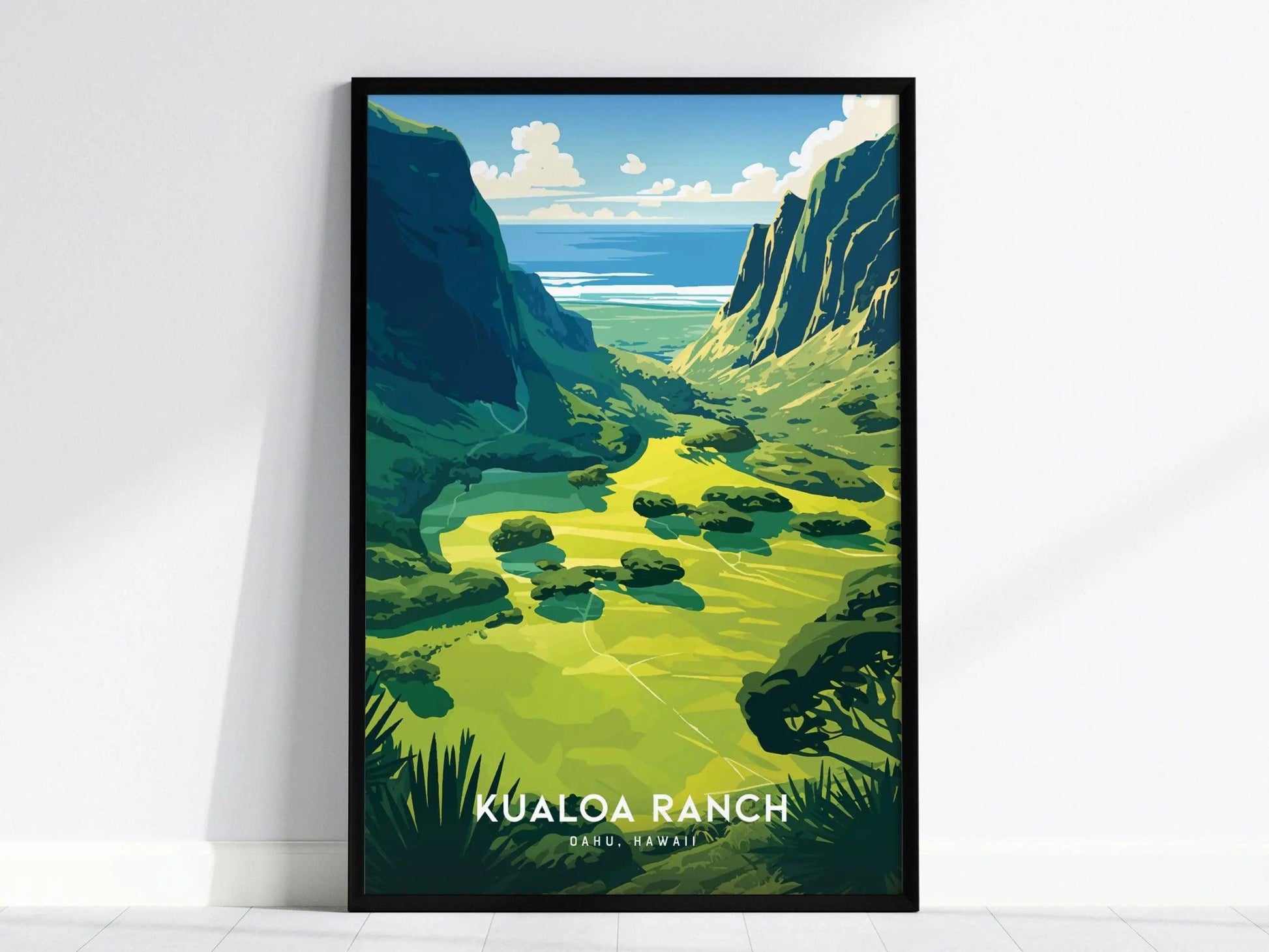 Kualoa Ranch, Oahu Hawaii Poster – Iconic Movie Location Art, Perfect for Jurassic Park & Lost Fans, Unique Oahu Wedding Gift, Jurassic Park - Swell Scenes