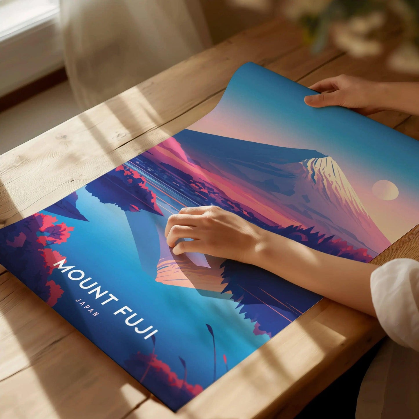 Mount Fuji, Japan Poster - Iconic Mountain Landscape, Framed/Unframed, Ideal for Hikers and Japan Vacationers, Airbnb Wall Art Decor - Swell Scenes