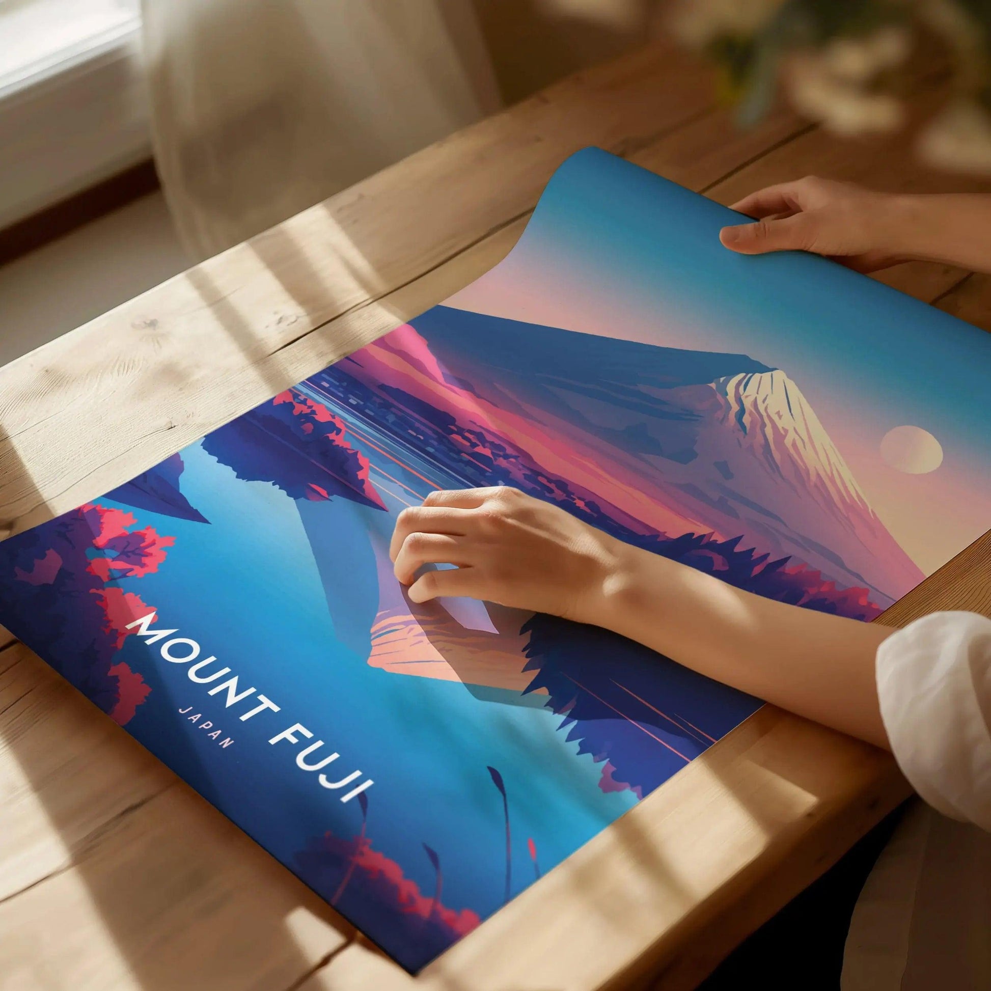 Mount Fuji, Japan Poster - Iconic Mountain Landscape, Framed/Unframed, Ideal for Hikers and Japan Vacationers, Airbnb Wall Art Decor - Swell Scenes