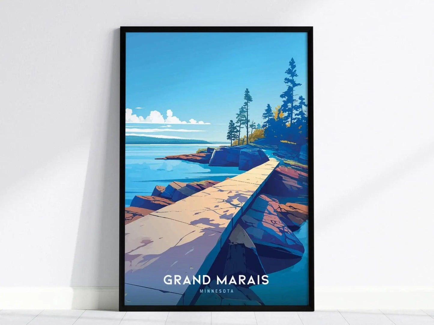 Grand Marais, Minnesota Poster - Artist's Point Landscape Framed/Unframed, Perfect for Nature Lovers and Travel Enthusiasts, MN Airbnb Decor - Swell Scenes