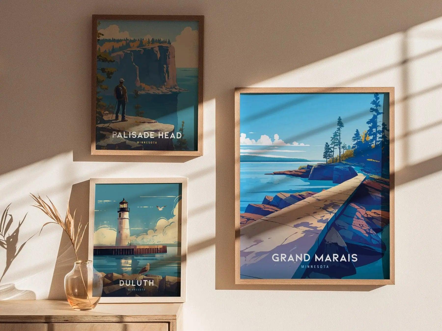 Grand Marais, Minnesota Poster - Artist's Point Landscape Framed/Unframed, Perfect for Nature Lovers and Travel Enthusiasts, MN Airbnb Decor - Swell Scenes