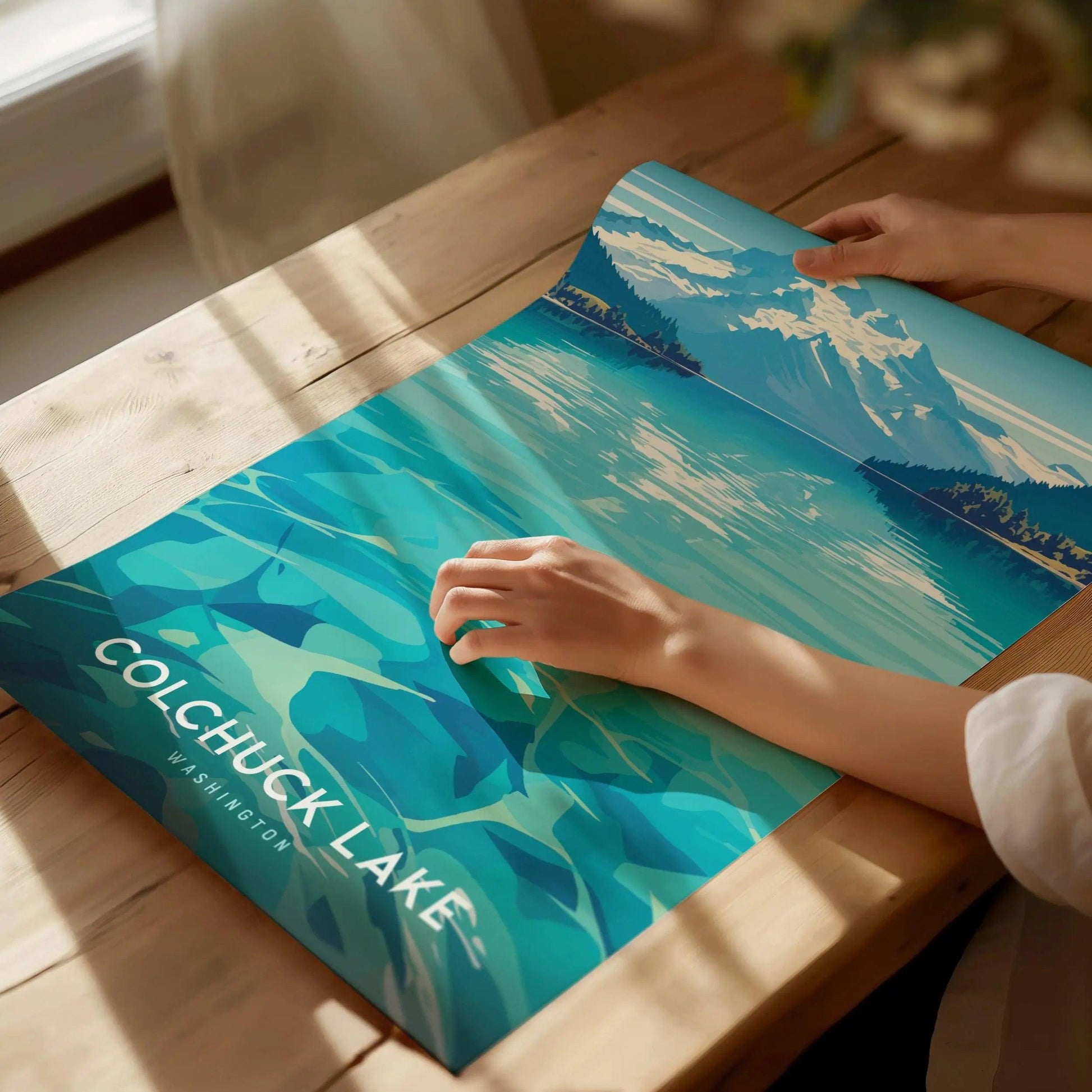 Colchuck Lake, Washington Poster - Turquoise Waters & Dragontail Peak, Available Framed/Unframed, Ideal for Nature Lovers, Pacific Northwest - Swell Scenes