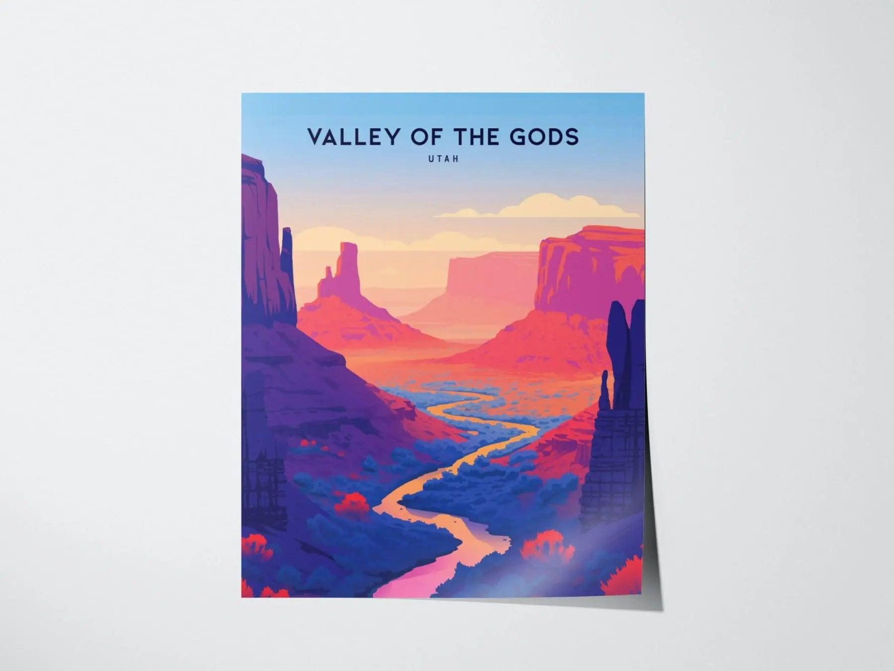 Valley of the Gods Utah poster featuring red rock sandstone formations Monument Valley alternative desert landscape wall art