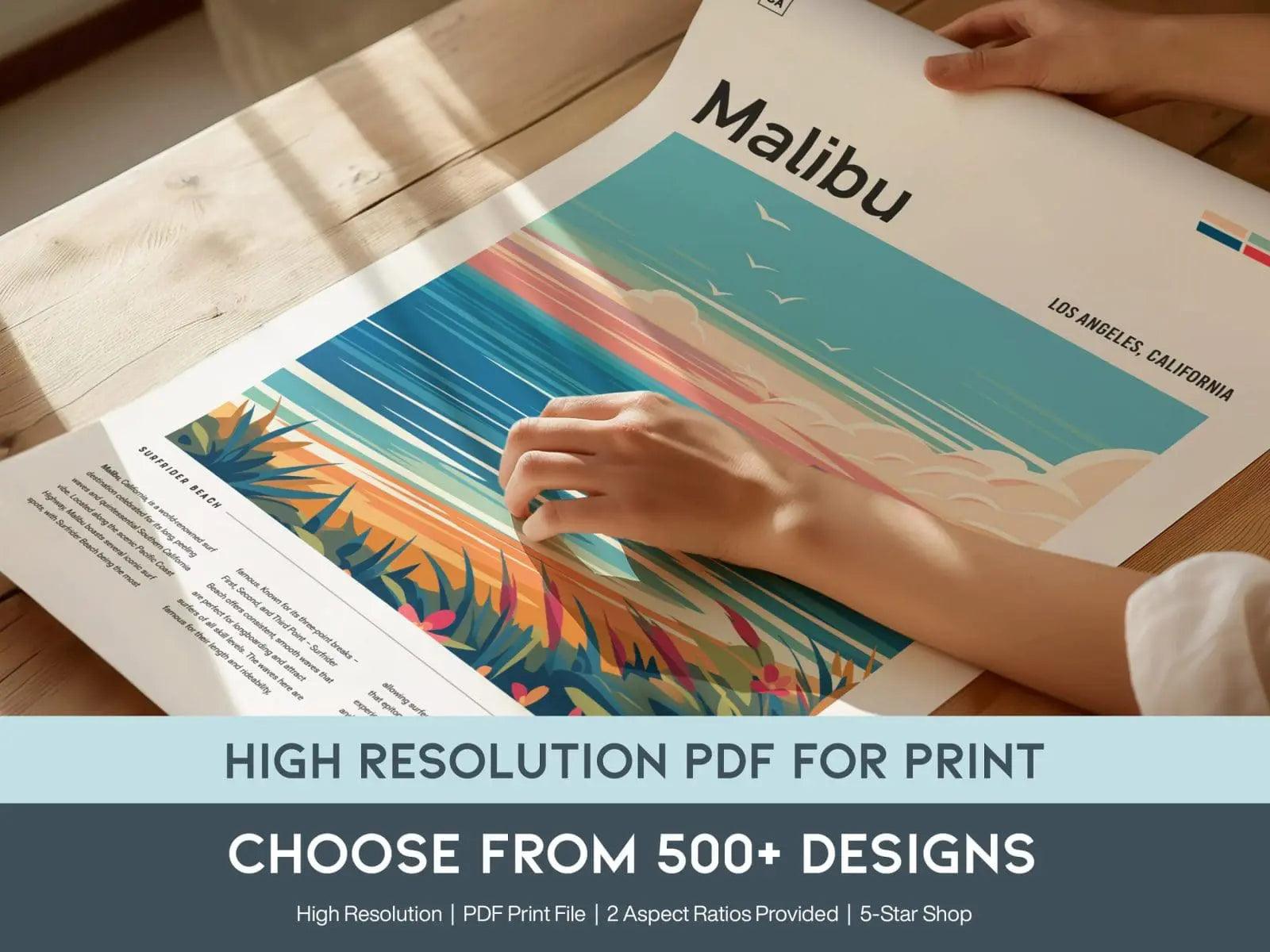 Digital Version Art Print - Choose From 500+ Locations & Designs, Modern Wall Art High Resolution Printing PDF Vector File Travel Prints - Swell Scenes