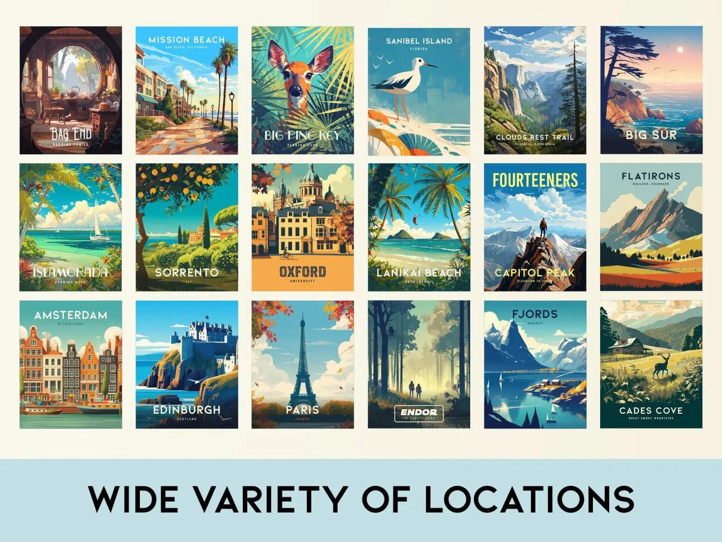 Digital Version Art Print - Choose From 500+ Locations & Designs, Modern Wall Art High Resolution Printing PDF Vector File Travel Prints - Swell Scenes