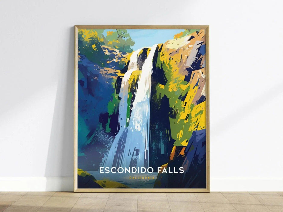 Escondido Falls, California Poster - Lush Waterfall Scenery Art, Ideal for Nature Lovers, Available Framed or Unframed, Home Wall Art Decor - Swell Scenes