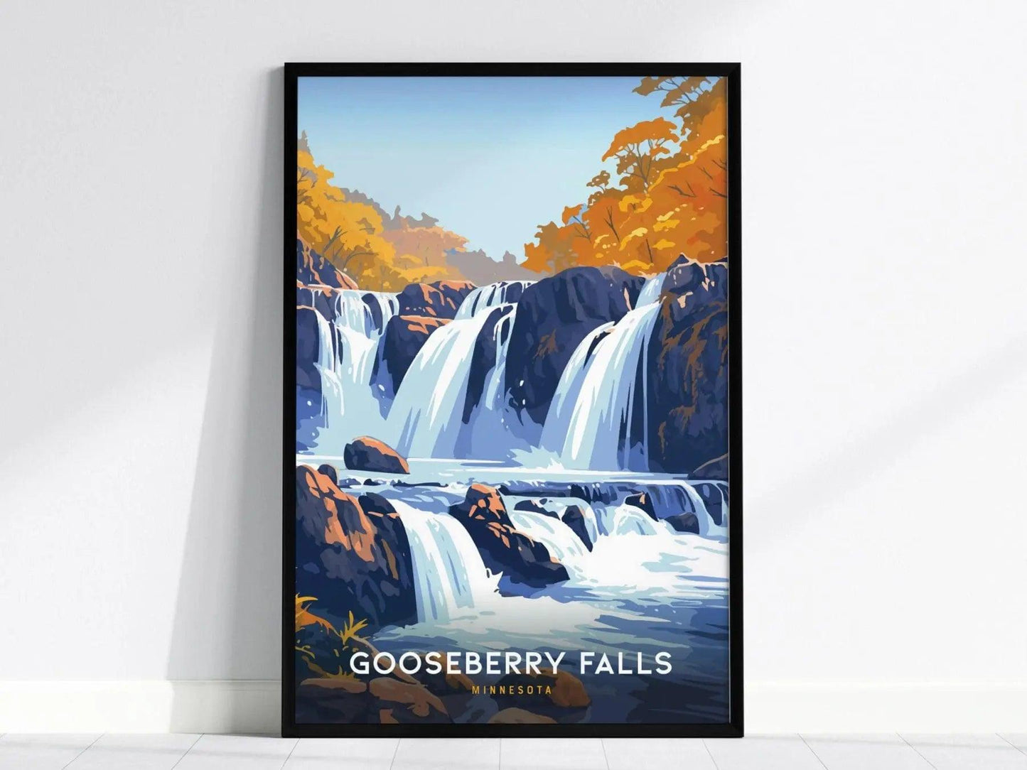 Gooseberry Falls, Minnesota Poster - Framed/Unframed, Scenic Waterfall Landscape Print, Perfect Gift for Hikers and Nature Lovers, MN Decor - Swell Scenes