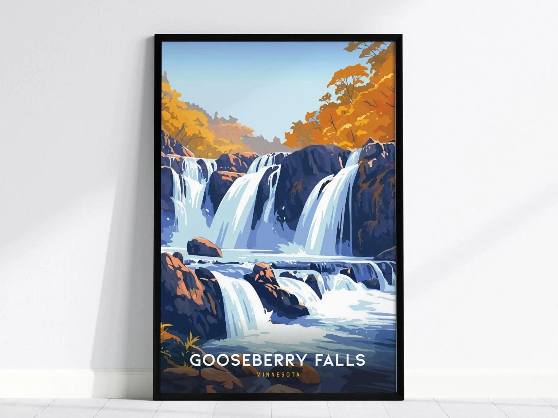 Gooseberry Falls, Minnesota Poster - Framed/Unframed, Scenic Waterfall Landscape Print, Perfect Gift for Hikers and Nature Lovers, MN Decor - Swell Scenes