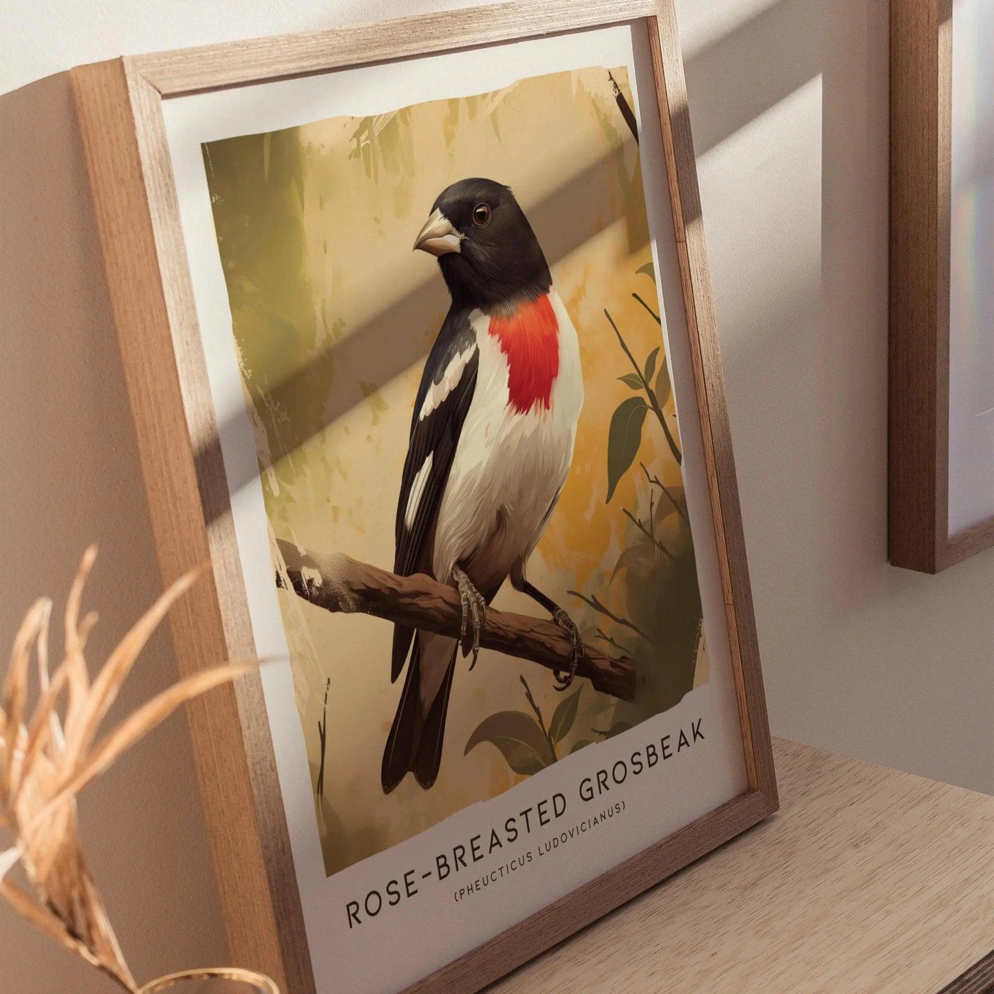 Rose-breasted Grosbeak Poster - Elegant Bird Art, Available Framed/Unframed, Perfect for Bird Watchers and Nature Enthusiasts, Birding Gift - Swell Scenes