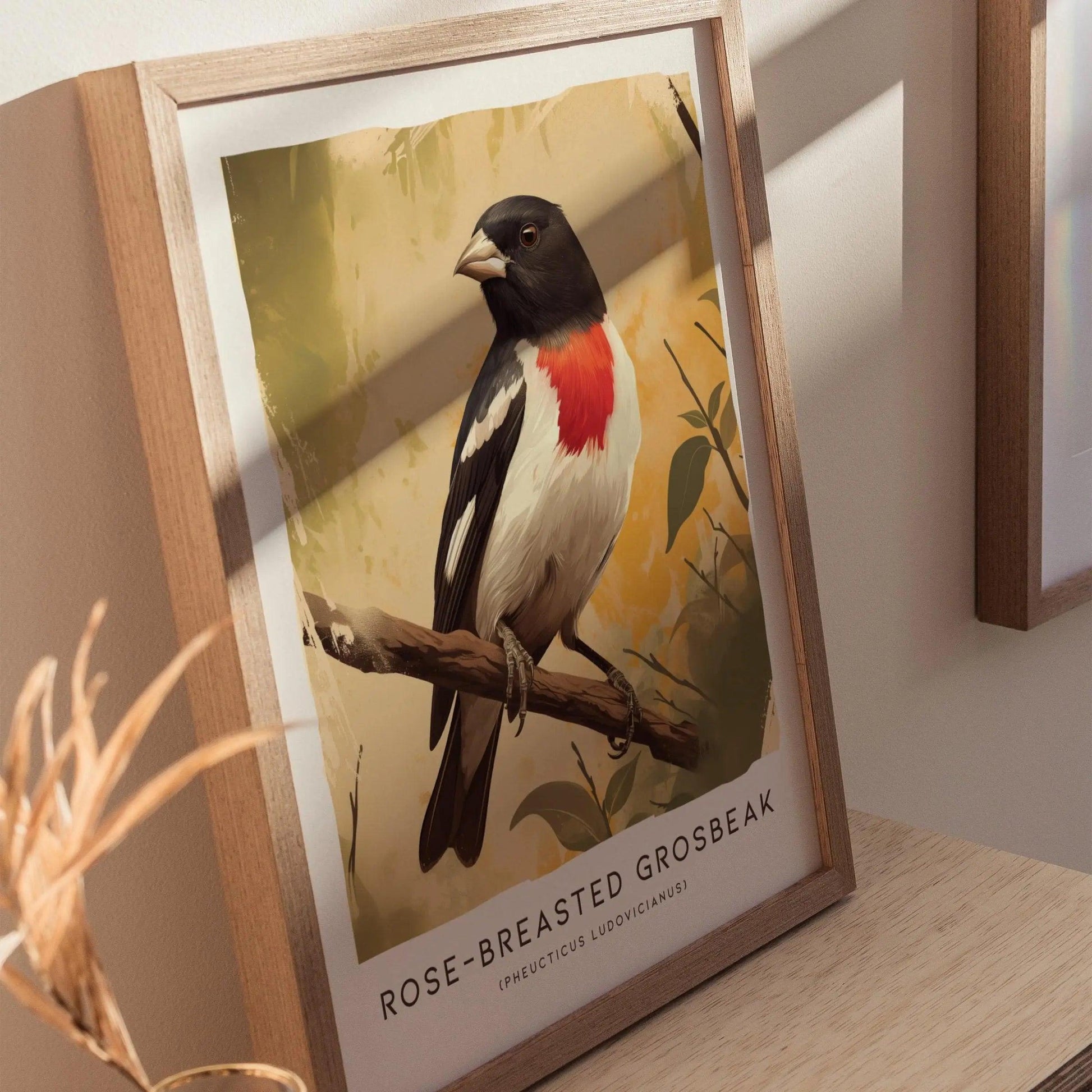 Rose-breasted Grosbeak Poster - Elegant Bird Art, Available Framed/Unframed, Perfect for Bird Watchers and Nature Enthusiasts, Birding Gift - Swell Scenes
