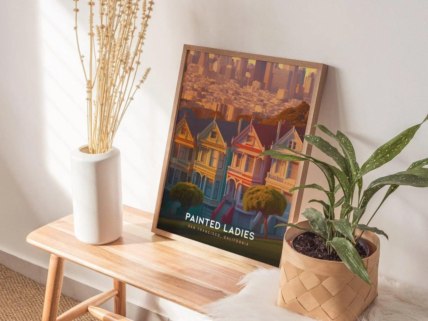 Painted Ladies, San Francisco Poster - Iconic Victorian Houses, Full House TV Show Scene, Available Framed/Unframed, West Coast Home Decor - Swell Scenes
