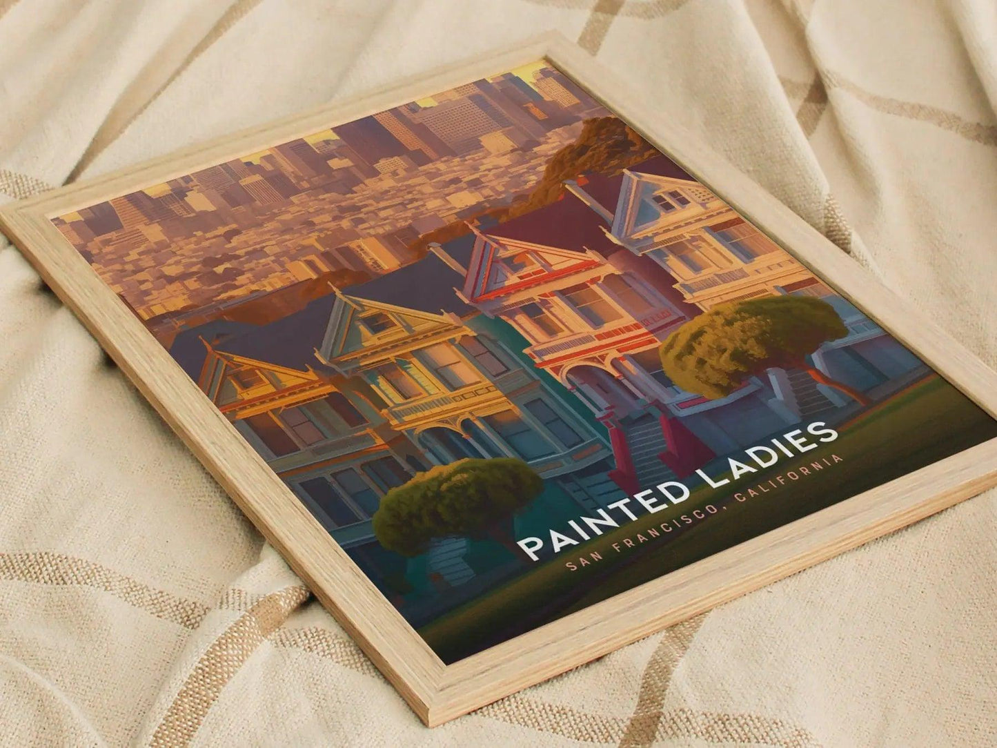 Painted Ladies, San Francisco Poster - Iconic Victorian Houses, Full House TV Show Scene, Available Framed/Unframed, West Coast Home Decor - Swell Scenes