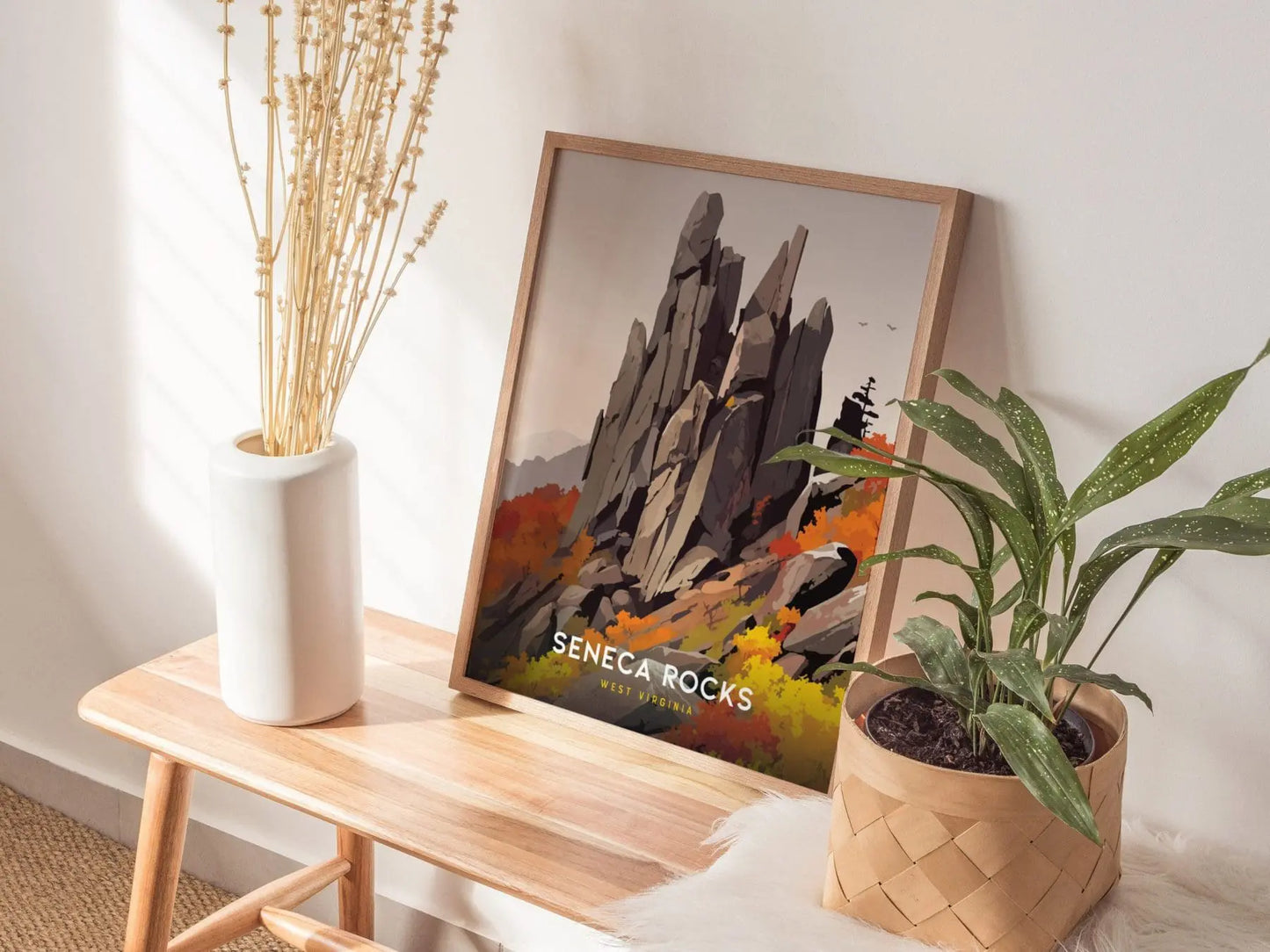 Seneca Rocks, West Virginia Poster - Climber's Art Landscape, Perfect for Outdoor Enthusiasts, Available Framed or Unframed, Climber Gift - Swell Scenes