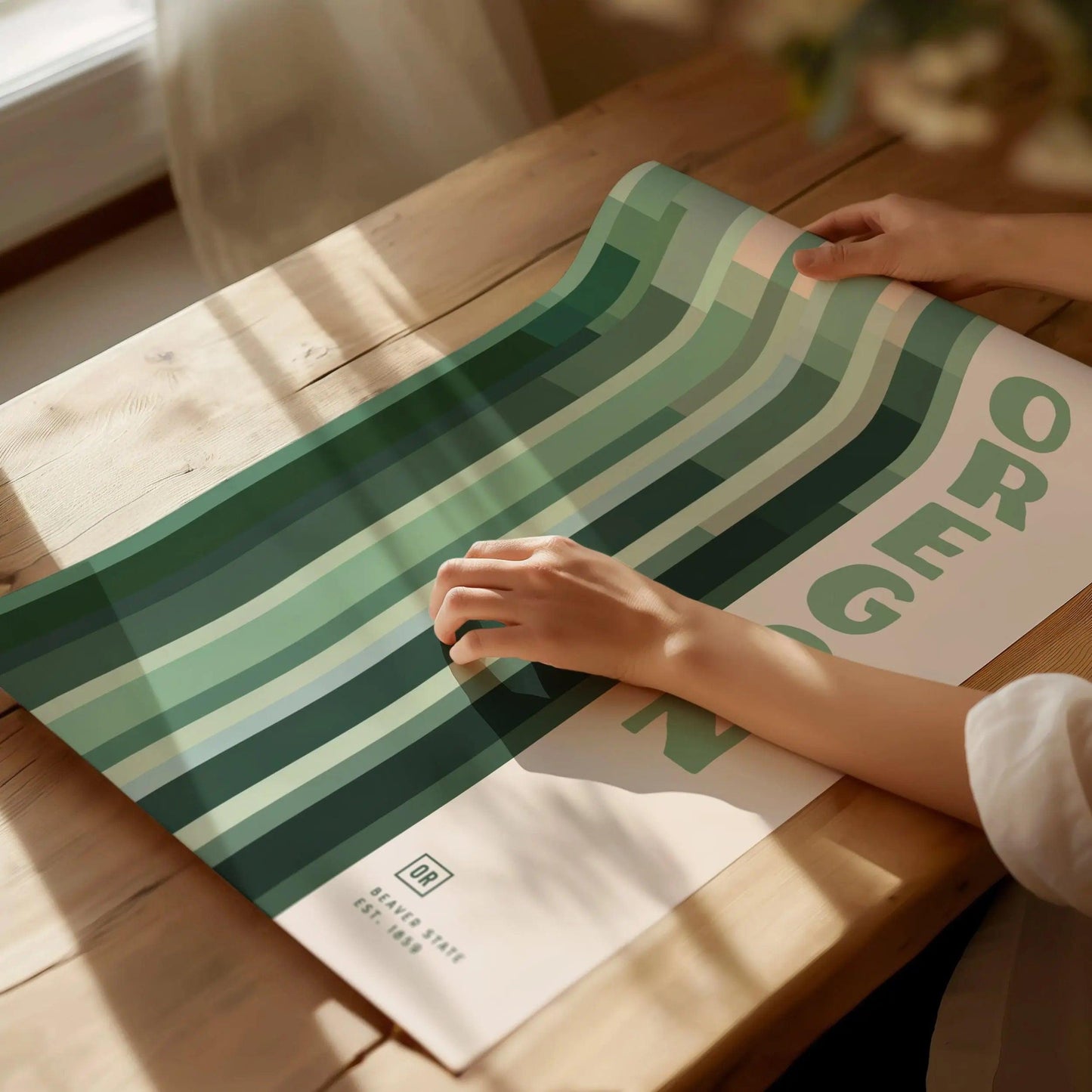 Oregon Minimalist Design Framed Wall Art, Beaver State Minimal Abstract Modern Poster, Oregonian Designer Decor OR Travel Print Typography - Swell Scenes