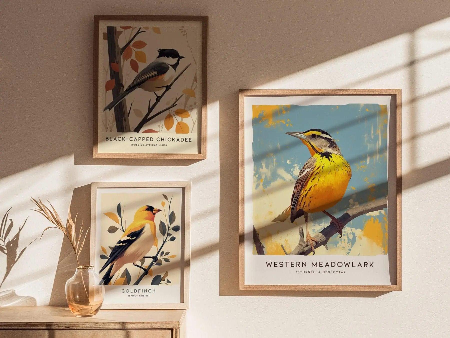 Western Meadowlark Poster - Vibrant State Bird Art, Available Framed/Unframed, Perfect for Birdwatchers and Nature Lovers, Birding Gift - Swell Scenes