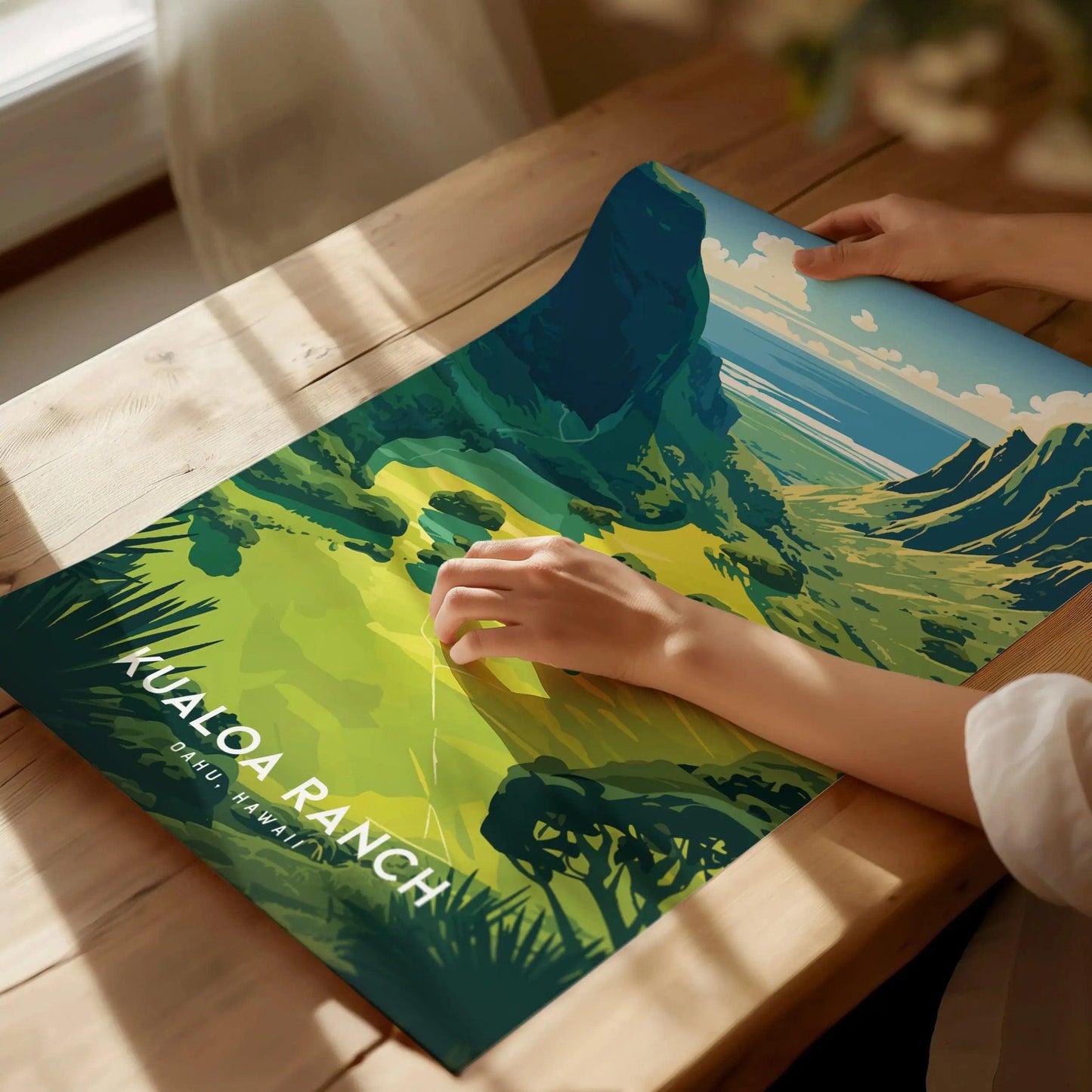Kualoa Ranch, Oahu Hawaii Poster – Iconic Movie Location Art, Perfect for Jurassic Park & Lost Fans, Unique Oahu Wedding Gift, Jurassic Park - Swell Scenes