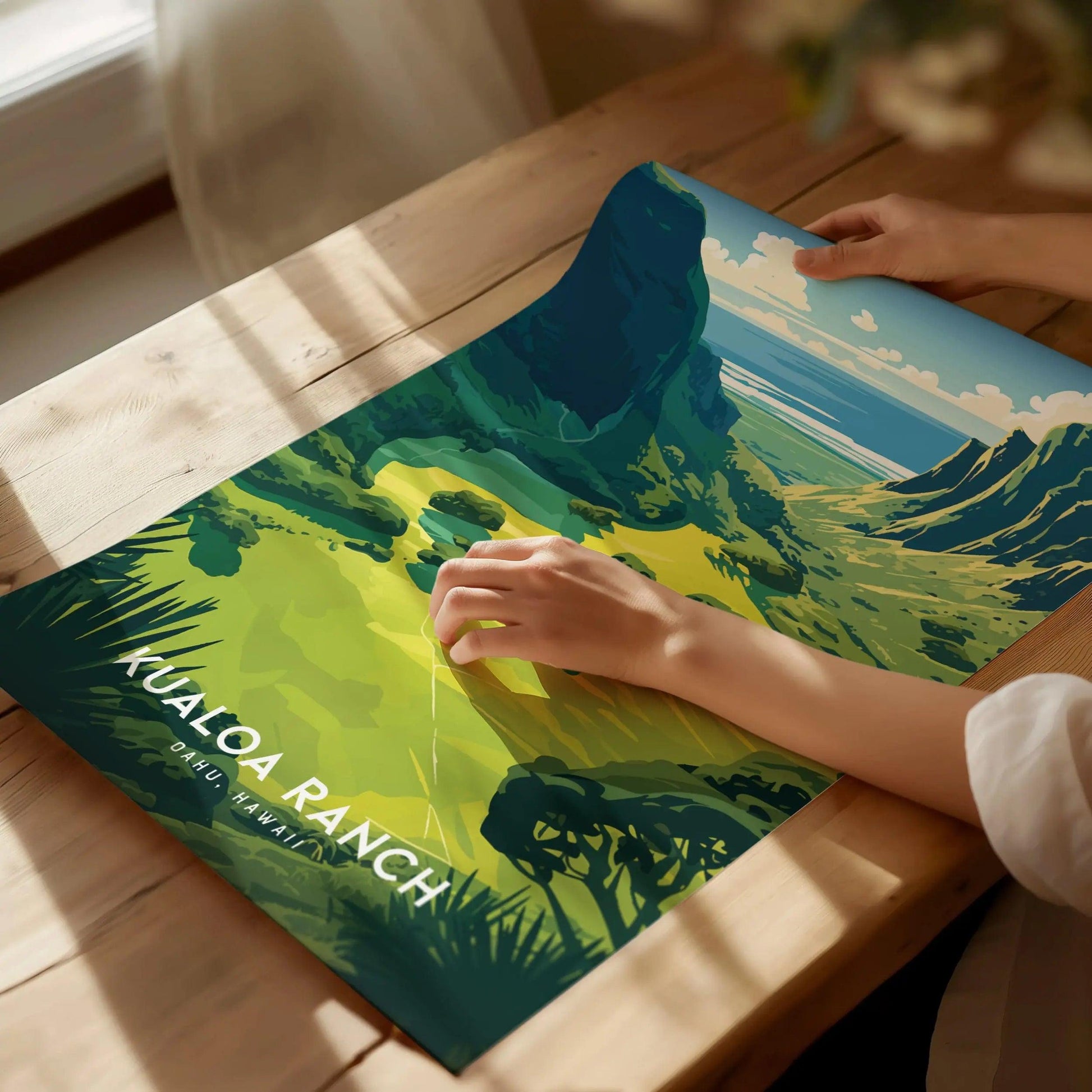 Kualoa Ranch, Oahu Hawaii Poster – Iconic Movie Location Art, Perfect for Jurassic Park & Lost Fans, Unique Oahu Wedding Gift, Jurassic Park - Swell Scenes