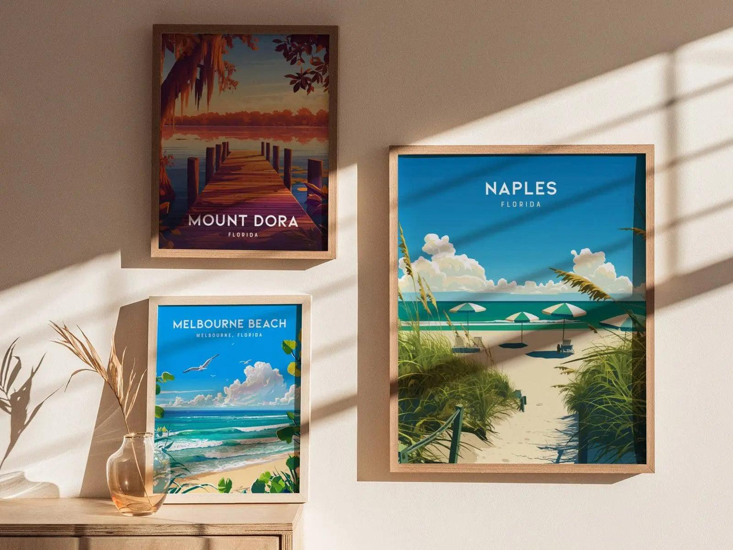 Naples Florida Beach View Poster – Framed/Unframed, Perfect Wall Art for Home & Office, Ideal Gift for Beach Lovers, Naples Pier Gift - Swell Scenes