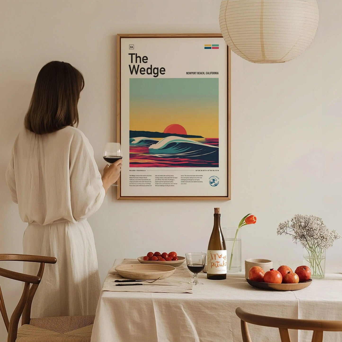 The Wedge poster alternative angle highlighting minimalist Newport Beach surf break dramatic sunset bodyboarding wave detail
