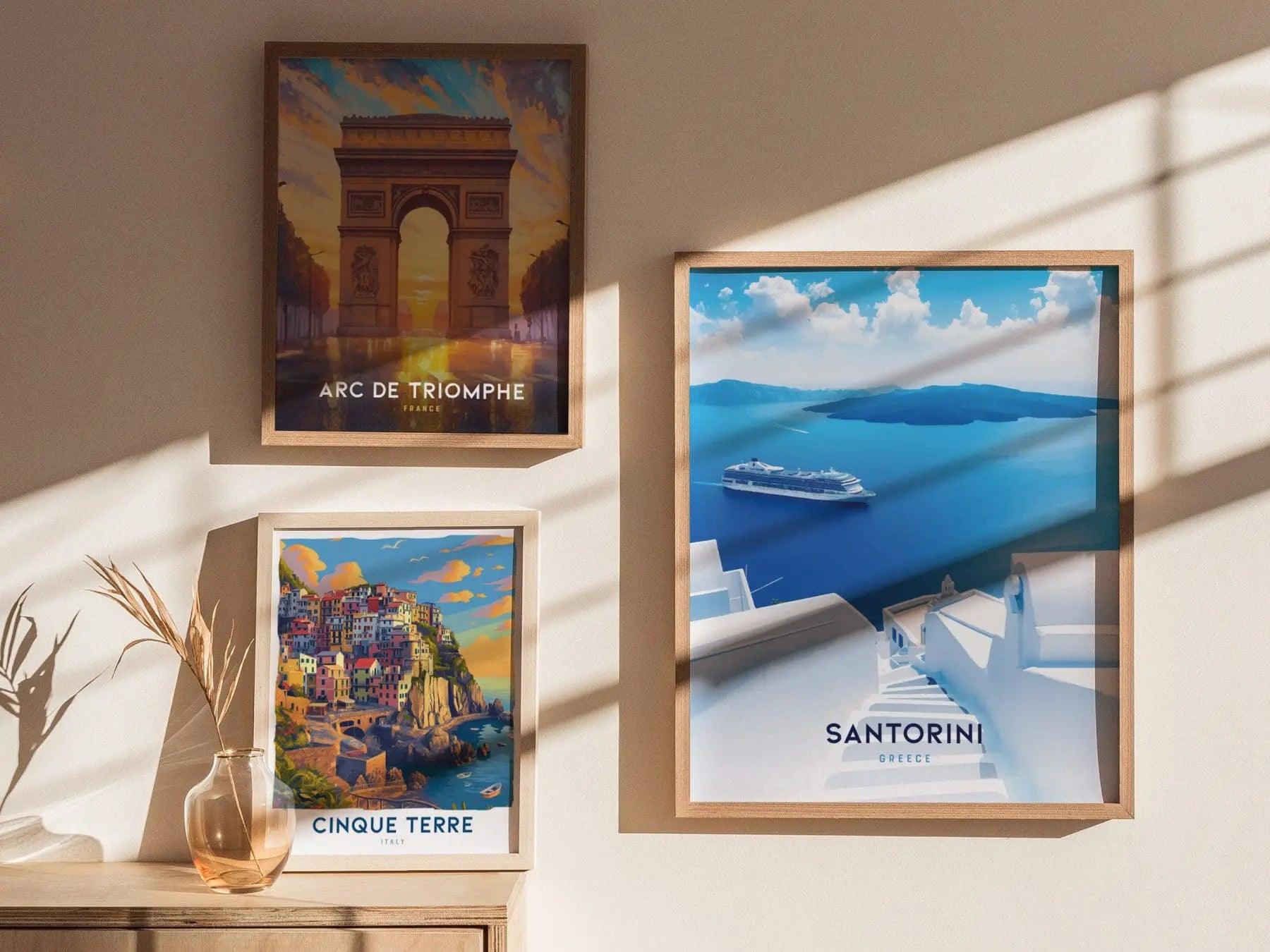Santorini, Greece Poster - Ammoudi Bay and Oia Landscape, Available Framed/Unframed, Perfect for Wedding Gifts and Home Decor, Vacation Gift - Swell Scenes