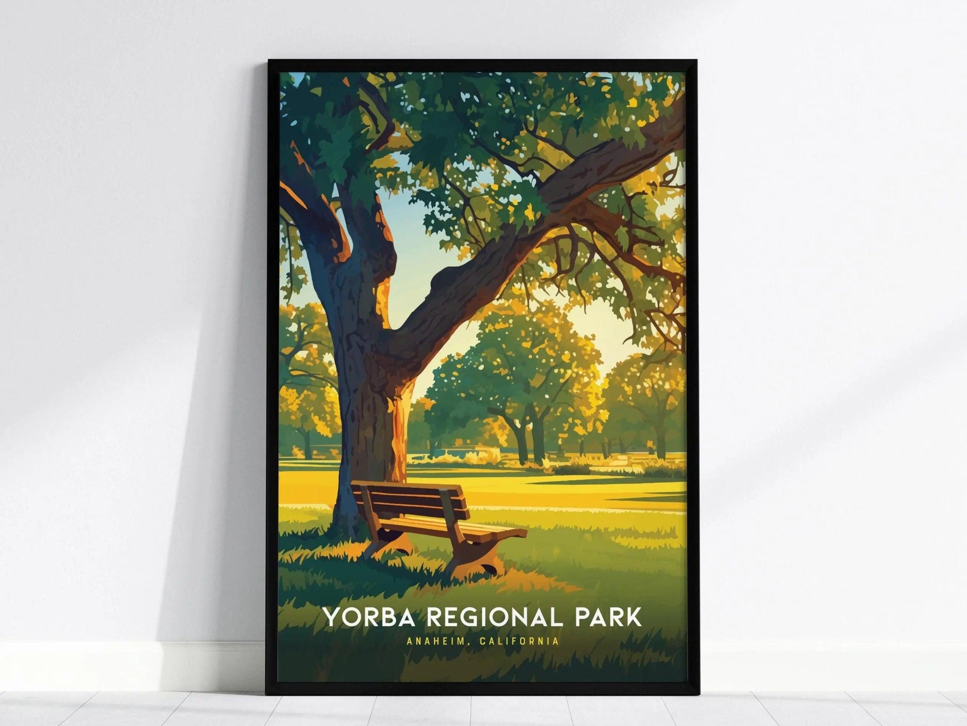 Framed wall art print of Yorba Park in minimalist landscape style