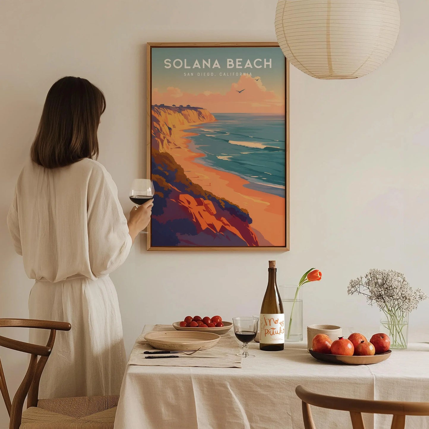 Solana Beach California Framed Poster, North County San Diego Wall Art, SoCal Travel Print, Beach Cottage Modern Scenic Coastal Ocean Gift - Swell Scenes