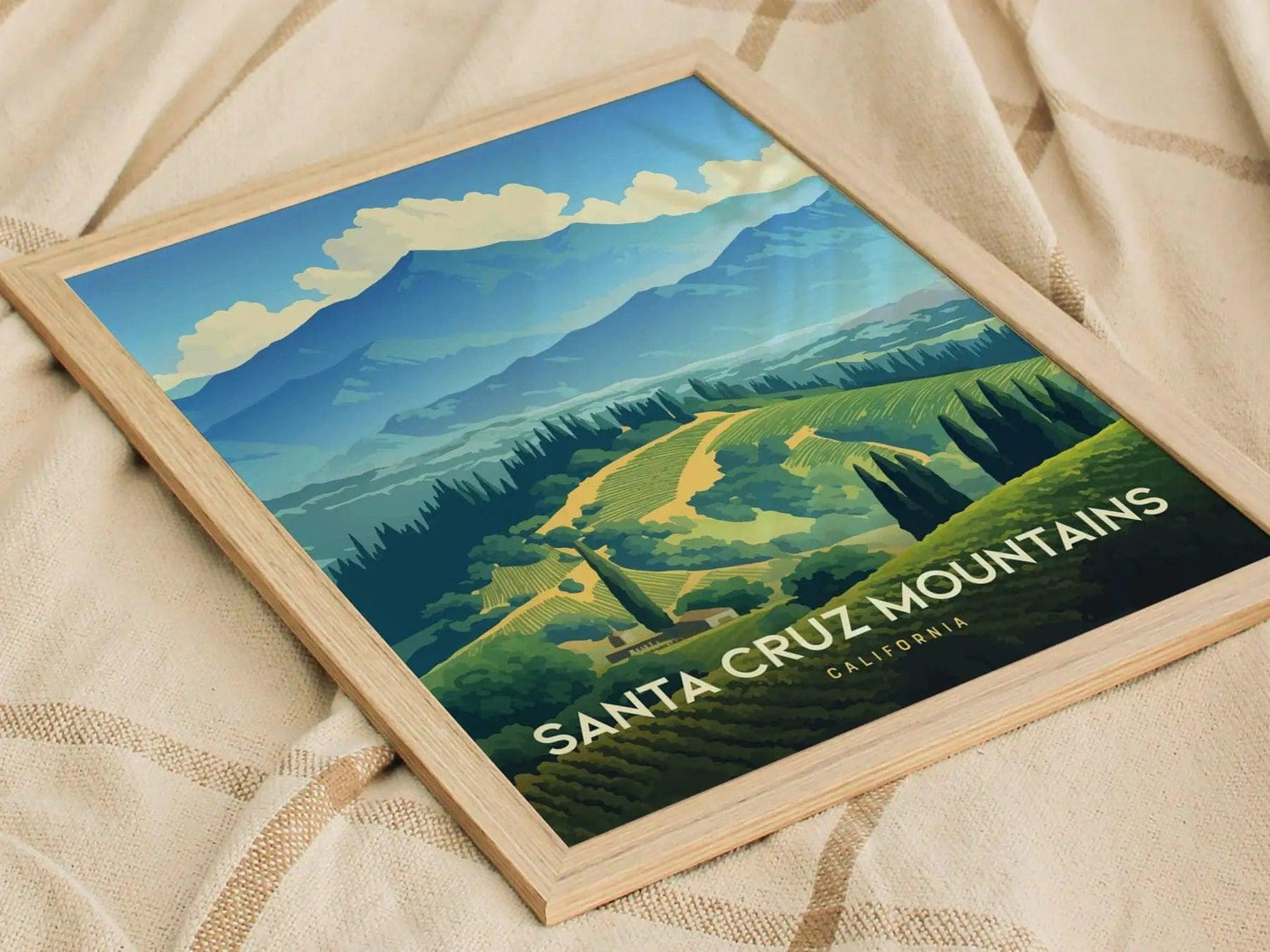 Santa Cruz Mountains AVA, California Vineyard Poster - Framed/Unframed Wine Region Landscape, Ideal Gift for Wine Lovers, Santa Cruz Decor - Swell Scenes