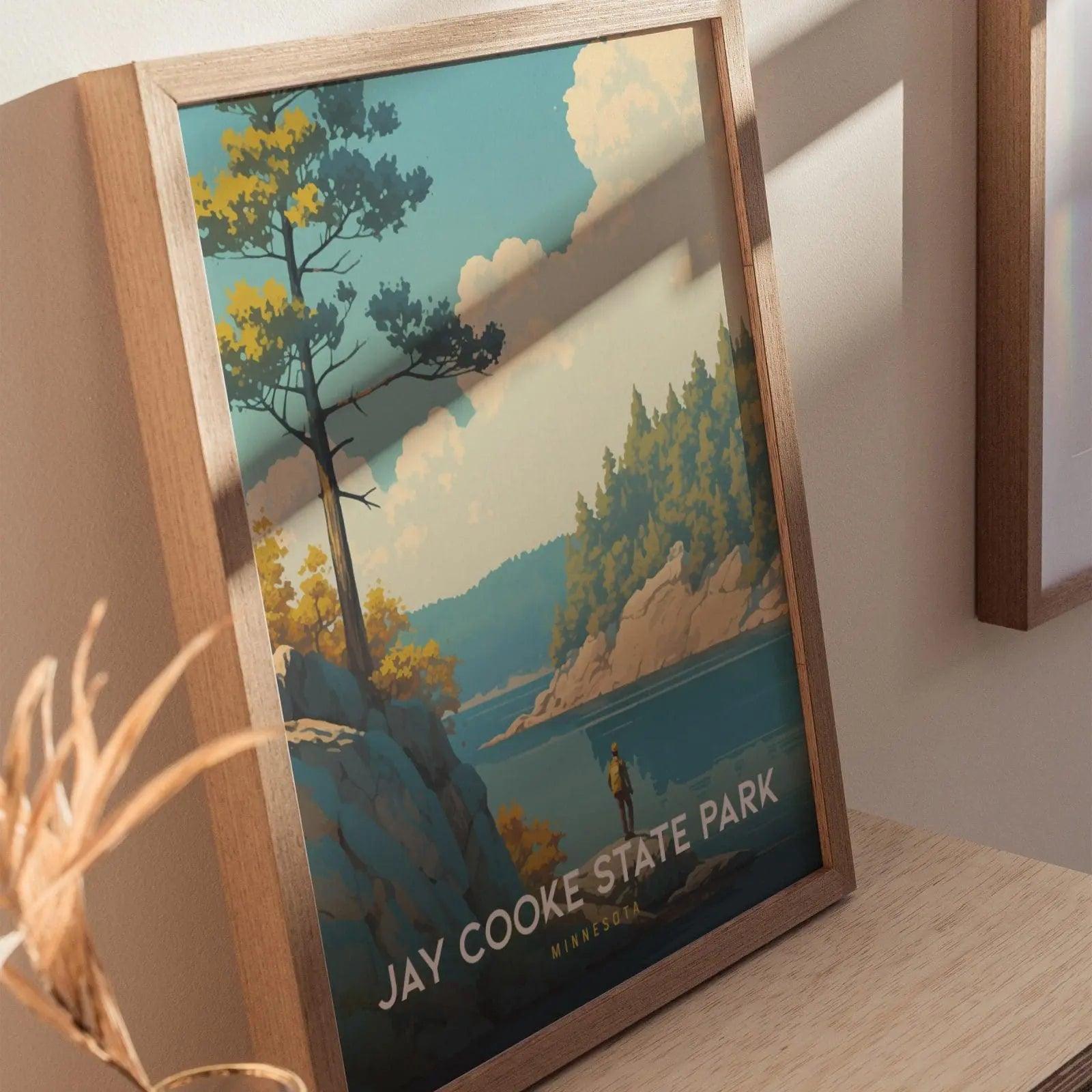 Jay Cooke State Park, Minnesota Poster - Hiker Along the River Scene, Available Framed or Unframed, Perfect Gift for Nature Lovers, MN Decor - Swell Scenes