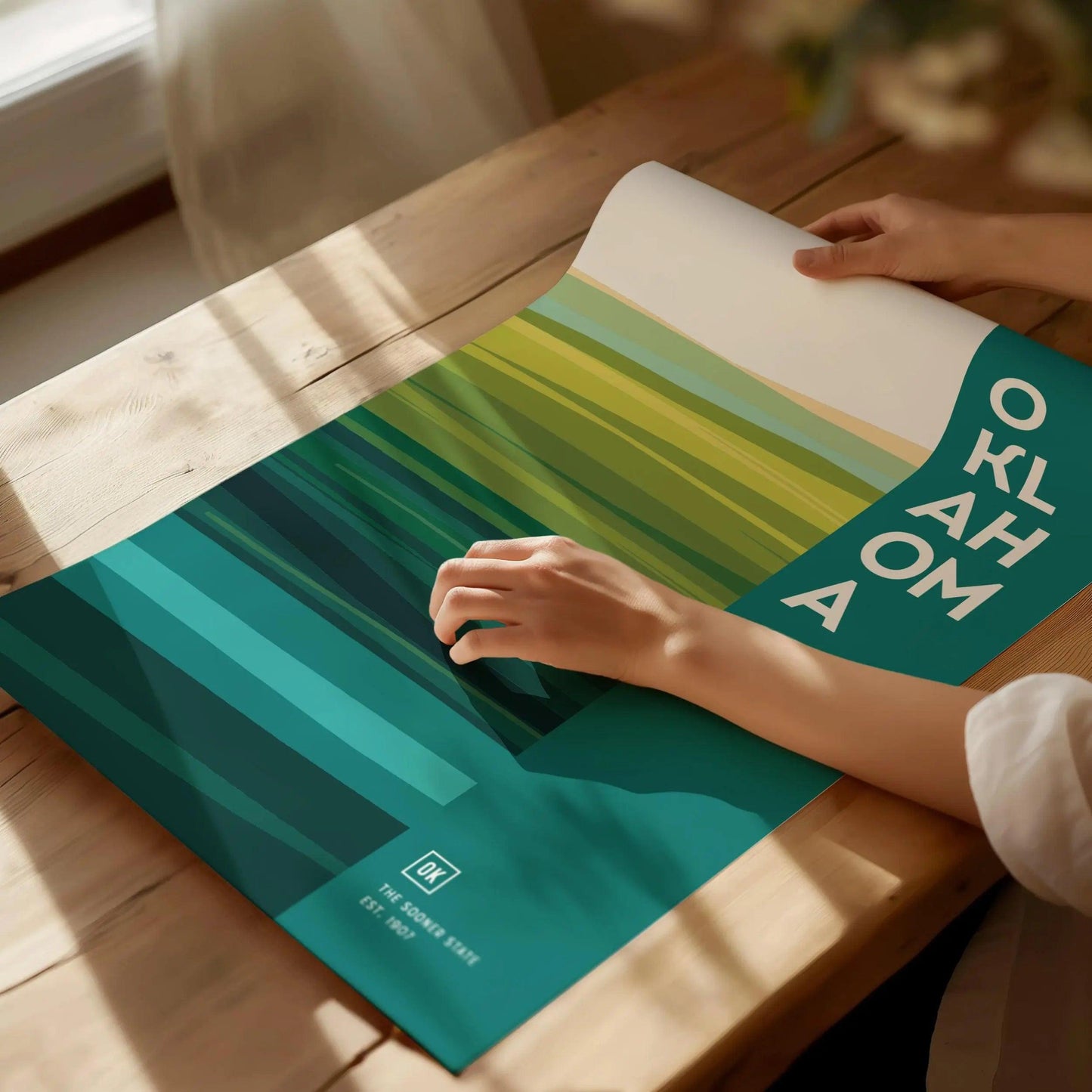 Oklahoma, The Sooner State Abstract Grass Plains Poster - Modern Minimalist Wall Art, Available Framed or Unframed, Oklahoma Home Decor - Swell Scenes