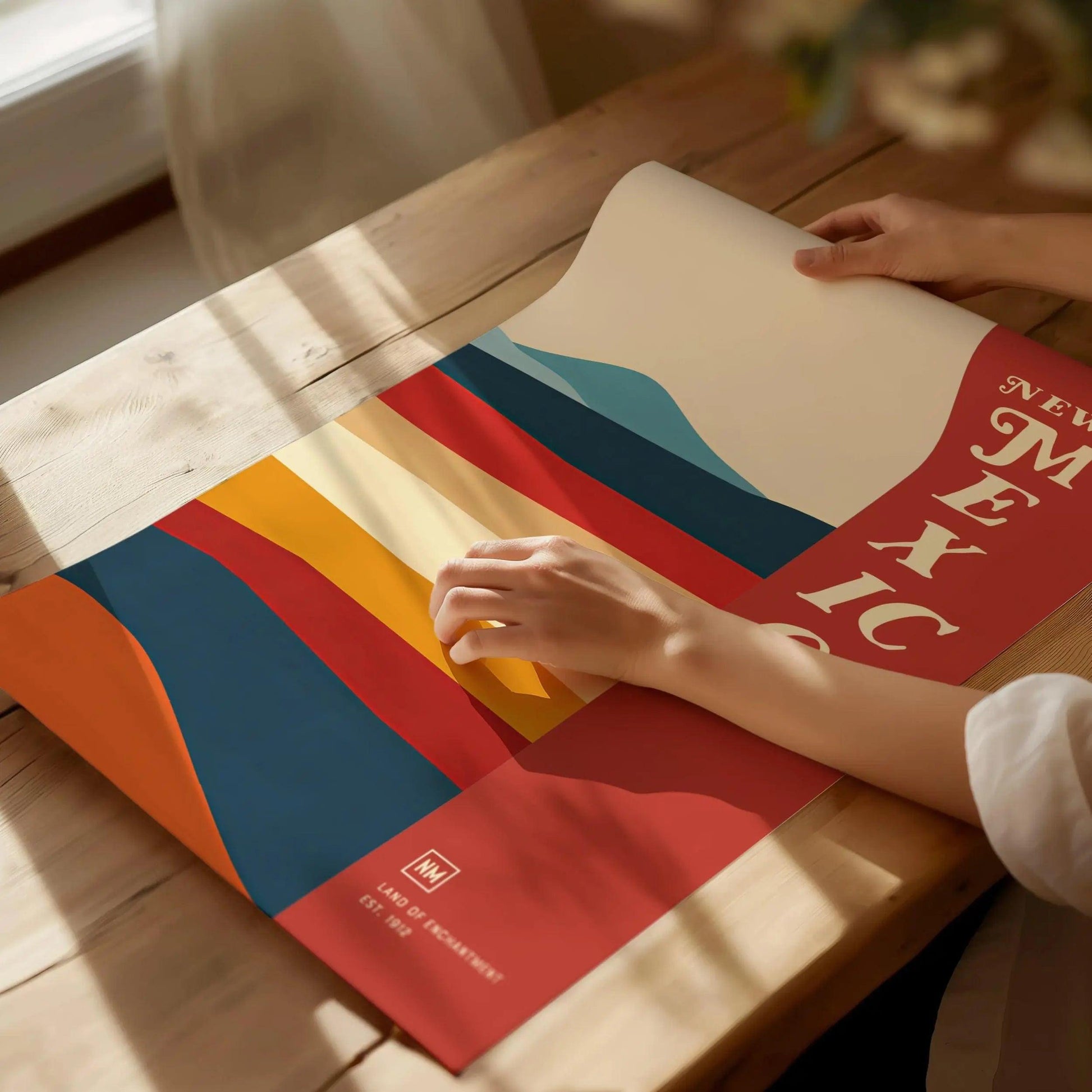 New Mexico, Land of Enchantment Poster - Abstract Landscape, Available Framed or Unframed, Perfect for Home Decor Enthusiasts, Airbnb Decor - Swell Scenes