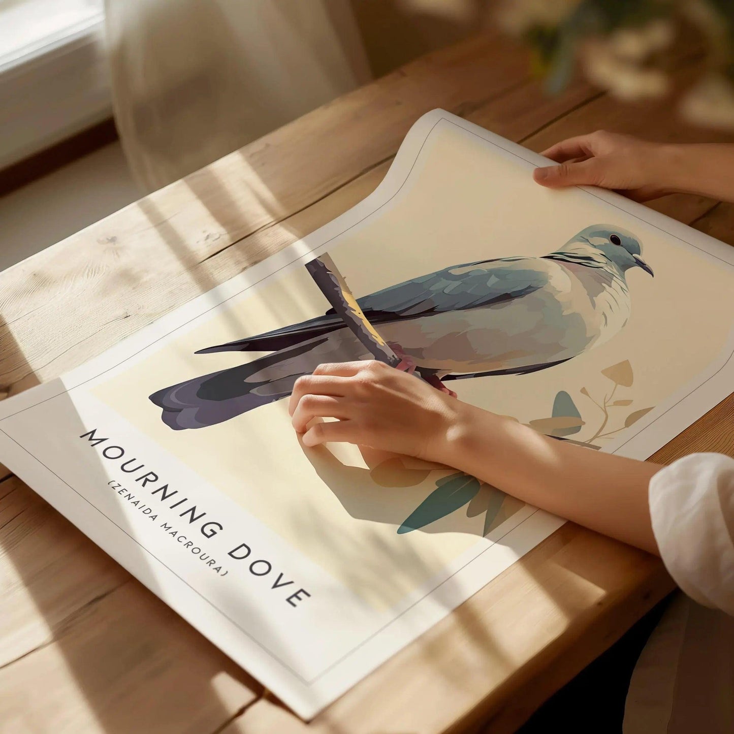 Mourning Dove Framed Bird Poster | Tranquil Avian Audubon Wall Art | Birdwatcher Nature Lover Farm House Cottagecore Home Decor Modern Print - Swell Scenes