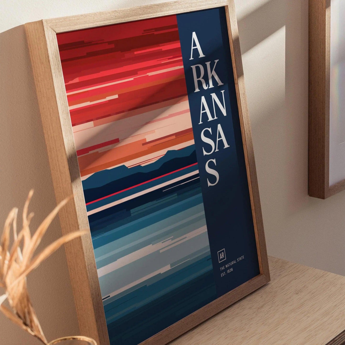 Arkansas, The Natural State Poster - Abstract Colorful Landscape Art, Framed/Unframed, Perfect for Home & Office Decor, Arkansas Decor Gift - Swell Scenes