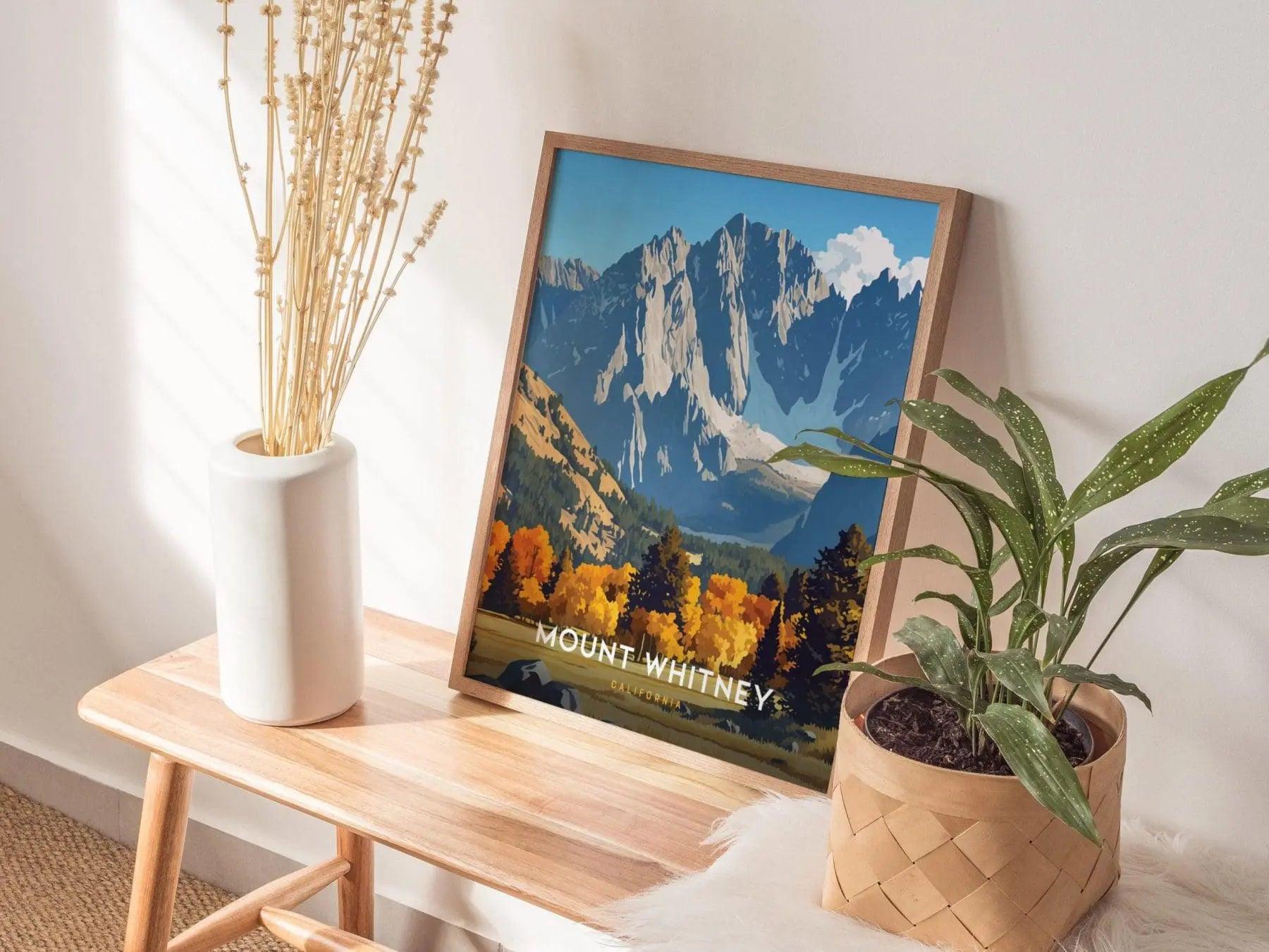 Mount Whitney, California Poster - Majestic Mountain Landscape, Available Framed/Unframed, Ideal for Hikers and Nature Lovers, Airbnb Decor - Swell Scenes