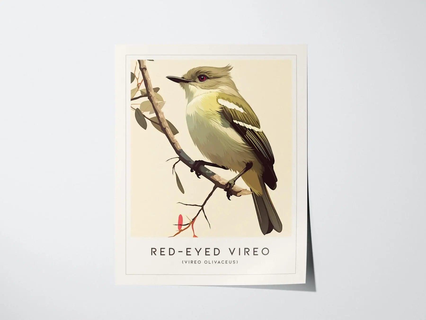 Red-eyed Vireo Framed Bird Poster | Audubon Avian Wall Art Print | Nature Lover Farm House Cottagecore Home Decor - Swell Scenes