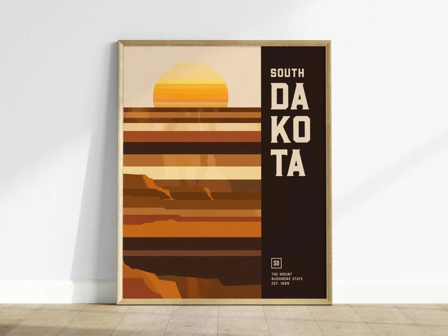 South Dakota, The Mount Rushmore State Poster - Minimalist Geometric Design, Available Framed/Unframed, Perfect for Modern and Rustic Decor - Swell Scenes