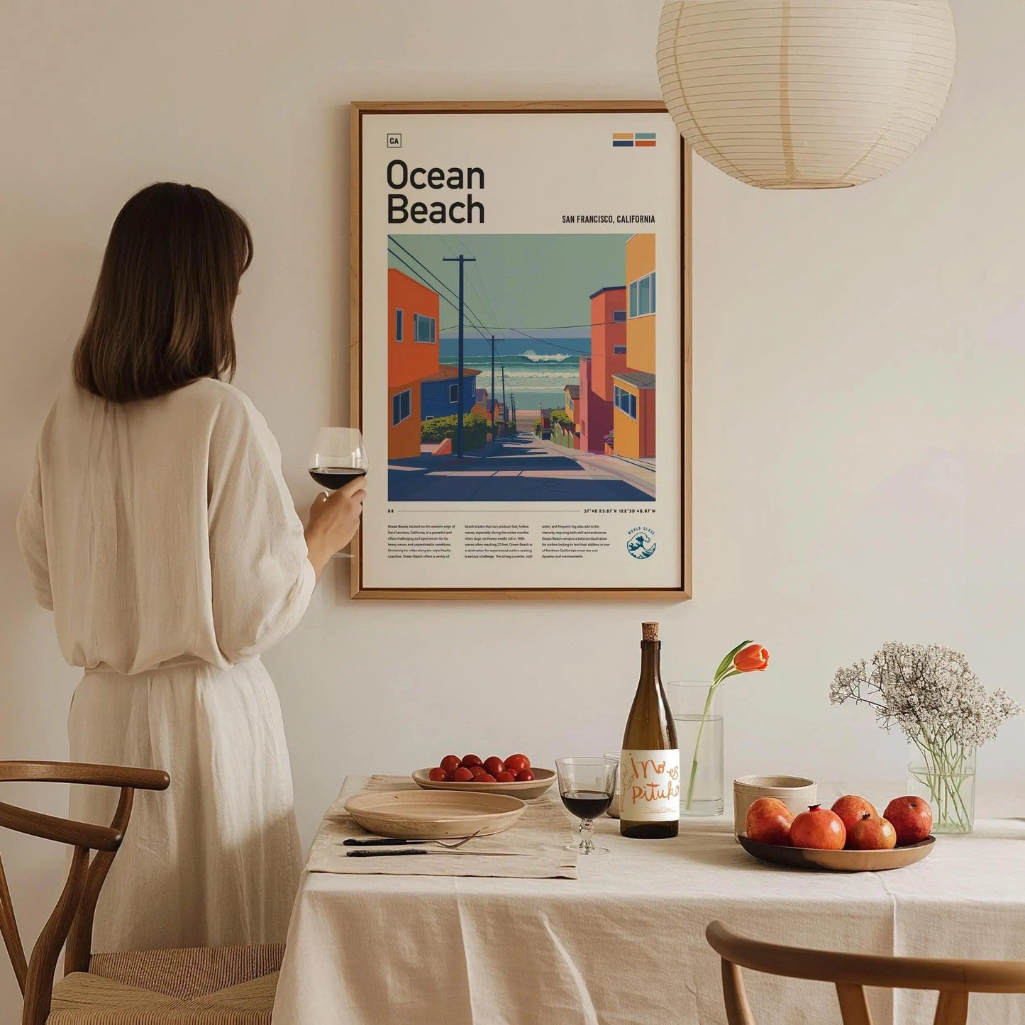 Ocean Beach Surf Spot Framed Poster, San Francisco California OB Surfer Wall Art, CA Travel Print House Modern Design Surfing Big Wave Gift - Swell Scenes
