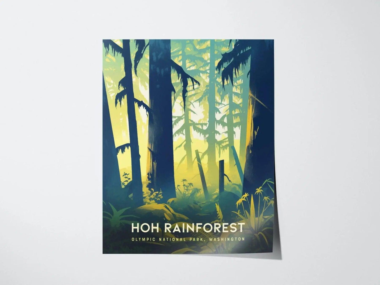Hoh Rainforest, Olympic National Park Poster - Lush Greenery Scene, Available Framed/Unframed, Perfect gift for hikers, Hoh Forest Souvenir - Swell Scenes