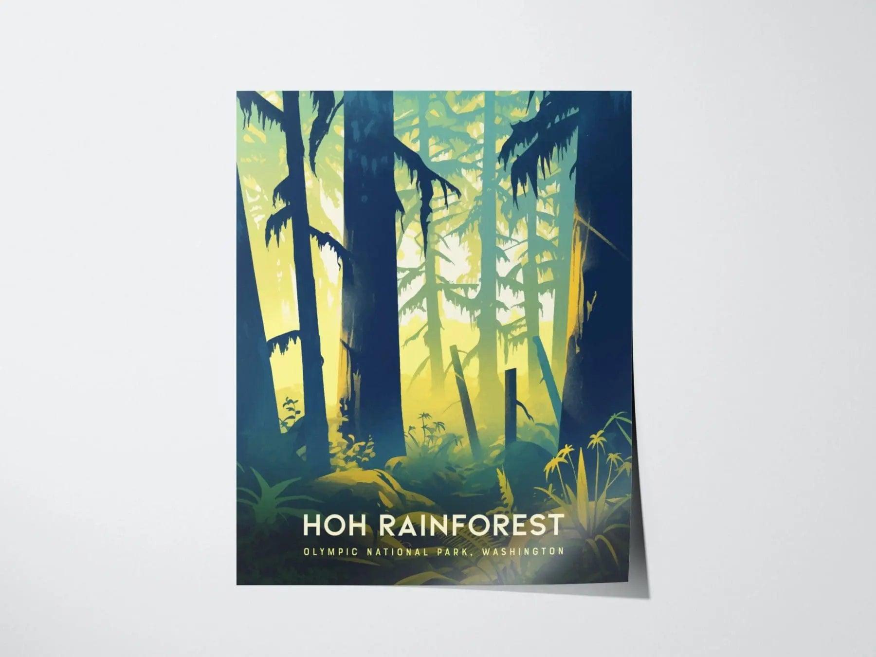 Hoh Rainforest, Olympic National Park Poster - Lush Greenery Scene, Available Framed/Unframed, Perfect gift for hikers, Hoh Forest Souvenir - Swell Scenes