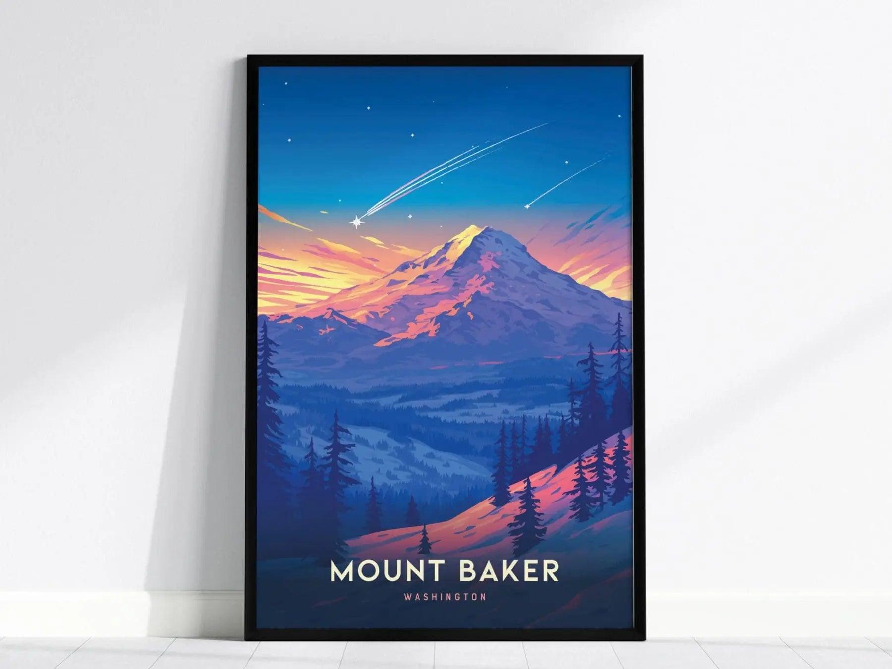 Mount Baker, Washington Poster - Majestic Mountain Landscape, Available Framed/Unframed, Ideal for Hikers and Nature Enthusiasts, Home Decor - Swell Scenes