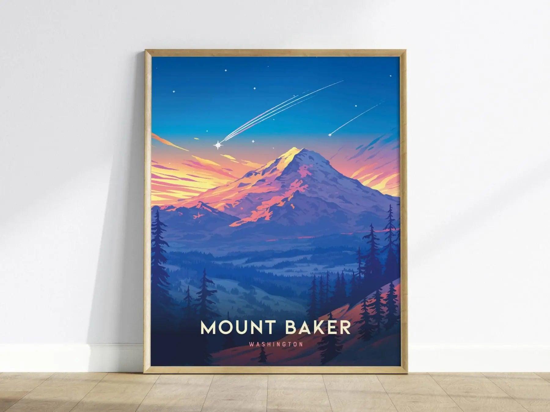 Mount Baker, Washington Poster - Majestic Mountain Landscape, Available Framed/Unframed, Ideal for Hikers and Nature Enthusiasts, Home Decor - Swell Scenes