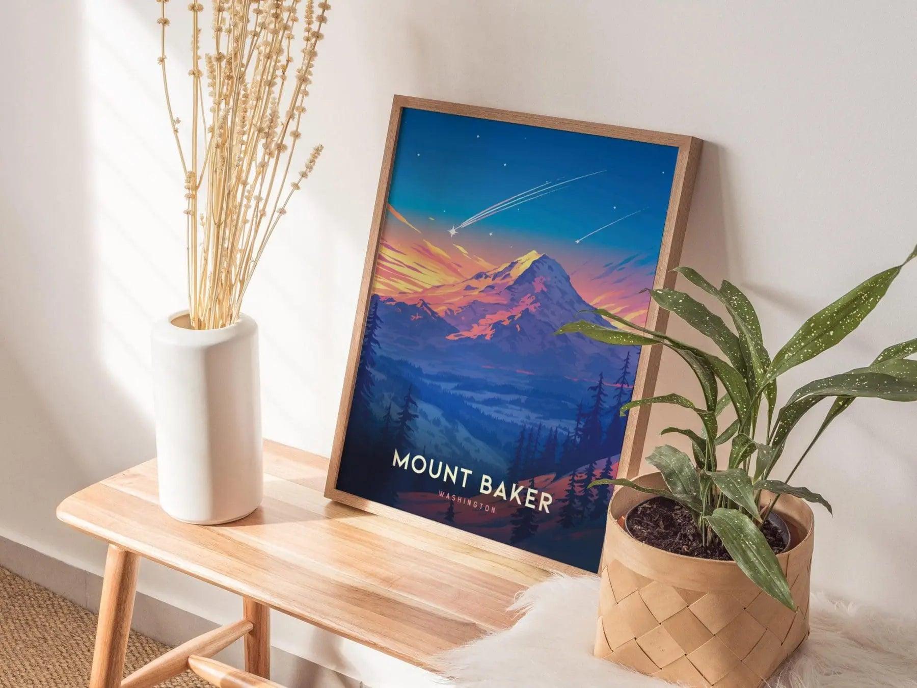 Mount Baker, Washington Poster - Majestic Mountain Landscape, Available Framed/Unframed, Ideal for Hikers and Nature Enthusiasts, Home Decor - Swell Scenes
